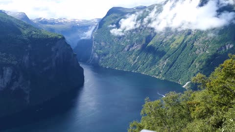 the geiranger fjord landscape in norway