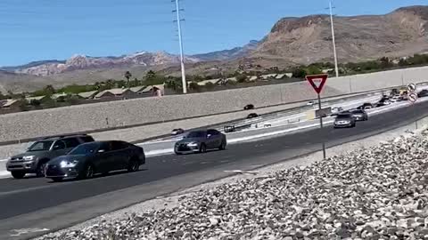 Cars Use On-Ramp to Exit Freeway After Traffic Jam