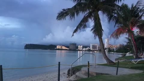 Guam Beach is pretty early in the evening.