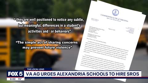 Virginia Attorney General urges Alexandria City Schools to hire more school resource officers