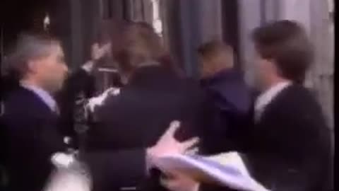 Bill Gates gets pie in his face. Belgium 1999