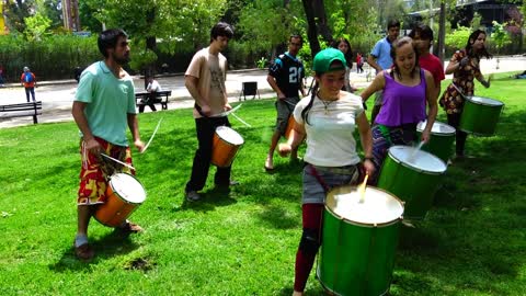 Batucada music and dance performed by University students in Santiago, Chile