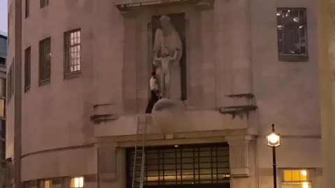 Bloke Takes A Hammer To Notorious BBC Statue