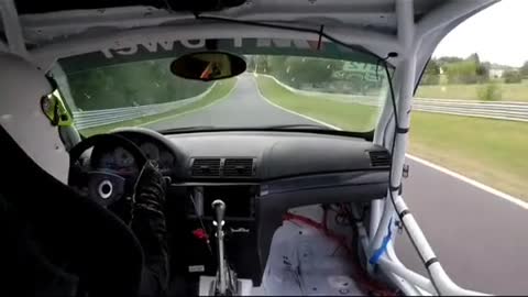 The first view of racing driver driving a racing car shows how to repair a car.
