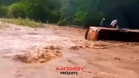 Crazy Bus Vs Dangerous Flooded Rivers ! Bus Fails After Trying To Cross Flooded River