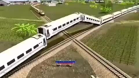 Funny animation with train crossing
