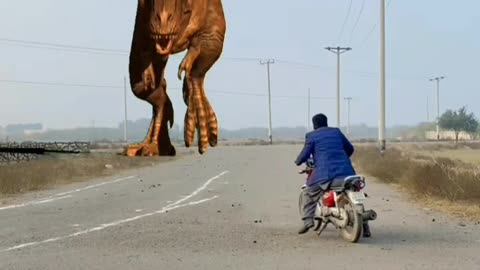 Vfx Magic Road Crack and Dinosaur Atteck Bike flying _shorts _magic _vfx _funnyvideo _munirbhai