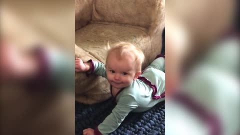 Baby Falls Off Couch While Drinking from Sippy Cup