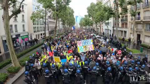 Paris, France Vaccine Passport, Lockdown Protests Aug 7, 2021