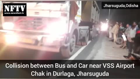 Collision between Bus and Car near VSS Airport Chak in Durlaga, Jharsuguda,India