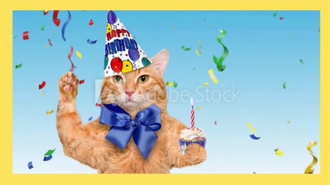 Cinemagraph - Birthday cat . Animation .