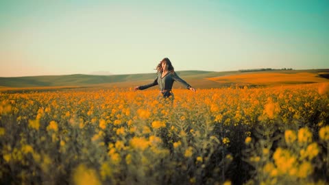 Funny Dancing Happily with flowers