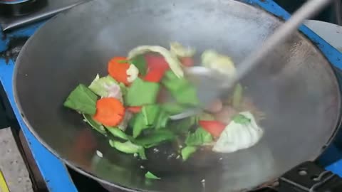 Street Food Thailand Stir Fry Chicken Vegetables