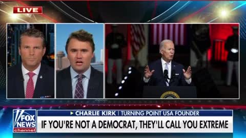 Charlie Kirk REACTION to mentions of Biden's speech