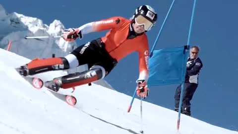 handsome skiing action