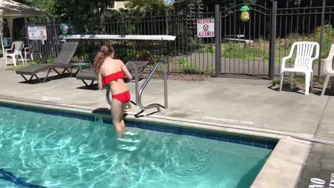 Annie swimming in the pool