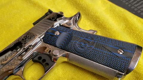Custom engraved Colt 38 super
