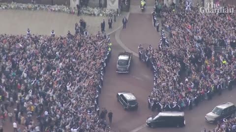 King Charles III greets crowds outside Buckingham Palace
