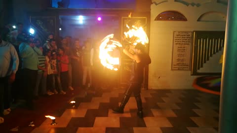 Wedding Performer Plays with Fire