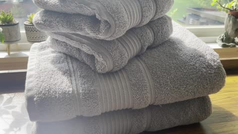 Qute Home 4-Piece Bath Towels Set, 100% Turkish Cotton