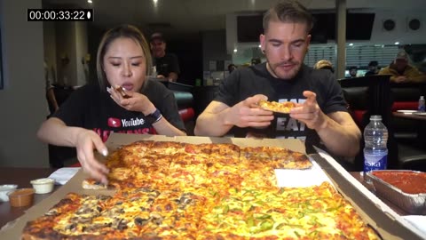 MASSIVE 11LB TEAM PIZZA 🍕 CHALLENGE | THICK & GIANT PIZZA | Man Vs Food