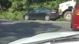 Truck Pushes Car Along like a Toy
