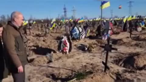 French Ambassador to Ukraine Etienne de Ponsin at the huge cemetery of the graved AFU soldiers