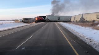 Train Derails and Catches Fire