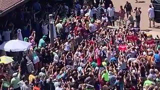 ChuckCallesto JUST IN: Trump arrives at Iowa State fair grounds to Massive overflow crowd..