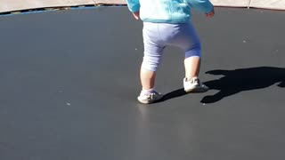 Fun on the Farm - 1 year olds first time on trampoline