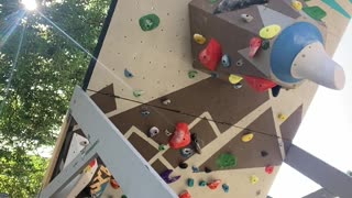 Guy Falls Off Rock Climbing Wall