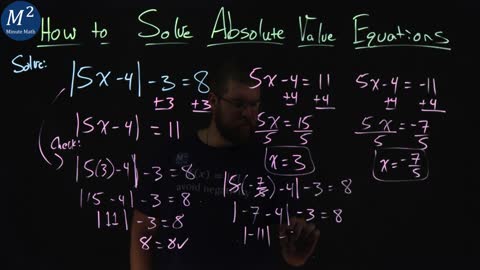 How to Solve Absolute Value Equations | Part 2 of 4 | Minute Math