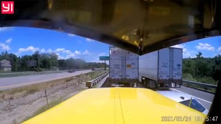 Car Cuts Off Semi Truck