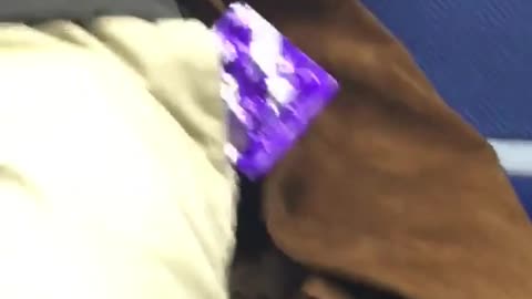 Big night ahead man with purple condom in pocket