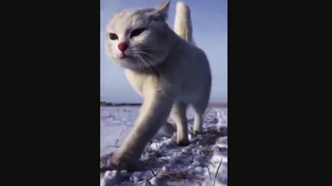 Cute and sweet cat walking on ice way-2021