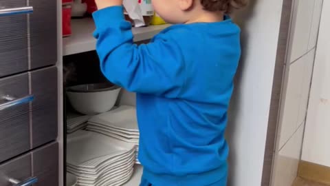 Toddler with a chocolate