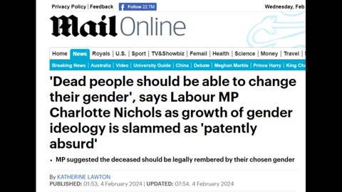 UK MP WHO SUGGESTS PEOPLE CAN CHANGE THEIR GENDER WHEN DEAD