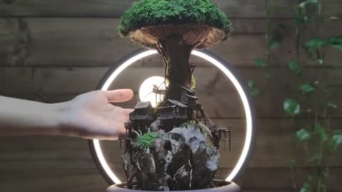 Don't throw away the coconut shell after drinking, make a glowing mushroom house 1