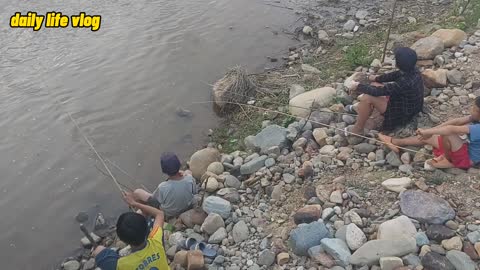 boys fishing at the stream | daily life vlog