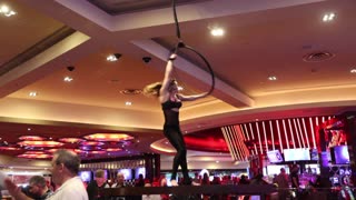 Acrobatic entertainment girls at the Hard rock hotel and casino in Las Vegas.