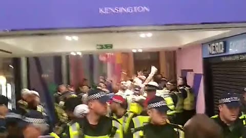 This is Kensington High Street tube station tonight in Uk.