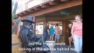 Living statue prank in public