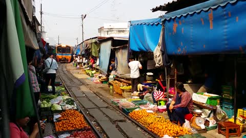 Amazing thailand railway market