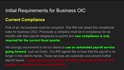Business Offer In Compromise: IRS Requirements and What To Send In