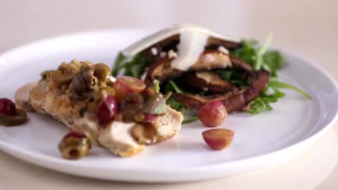 Mediterranean Chicken Saute with Mushroom Salad