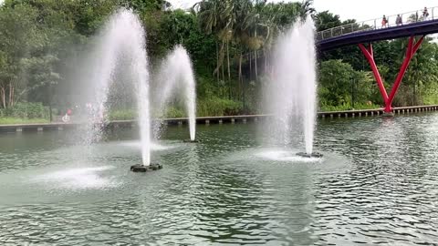video fountains at a garden