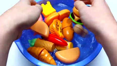Satisfying Video _ Mixing Fruits and Fast Food in Blue Pool Water ASMR