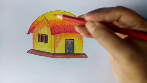 How to draw A Village House _ Hut step by step (very easy) __ drawing __ art video