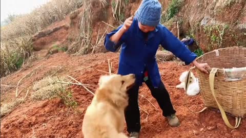 The old man and the dog are so touching