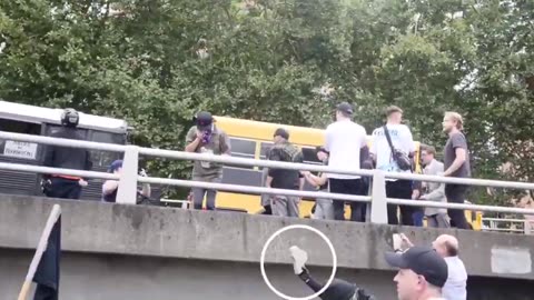 Aug 17 2019 Portland 1.4.2 antifa brought concrete in a case and use it to throw at busses